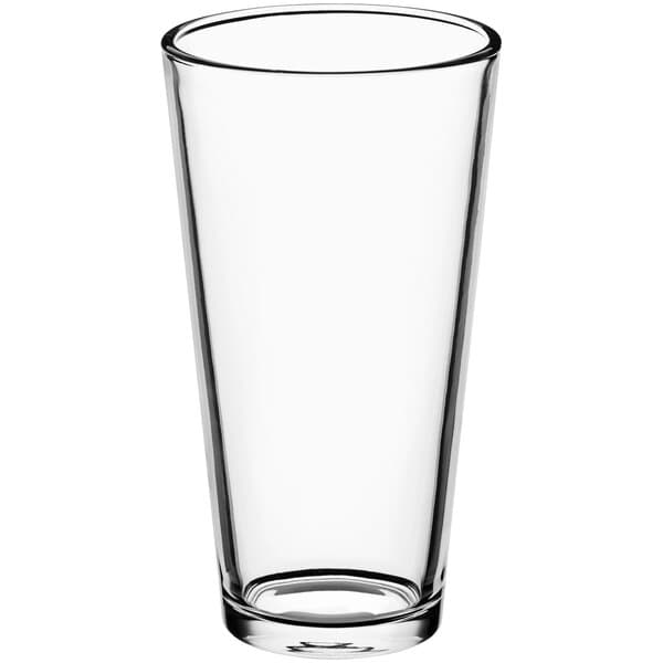 An Acopa mixing glass with a clear bottom.