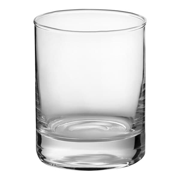 A clear, cylindrical 11 oz. rocks or old fashioned glass.
