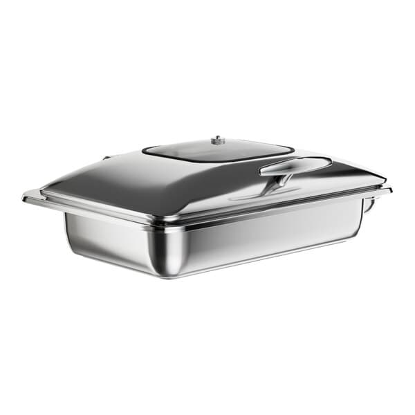 An Acopa stainless steel chafer with glass lid.