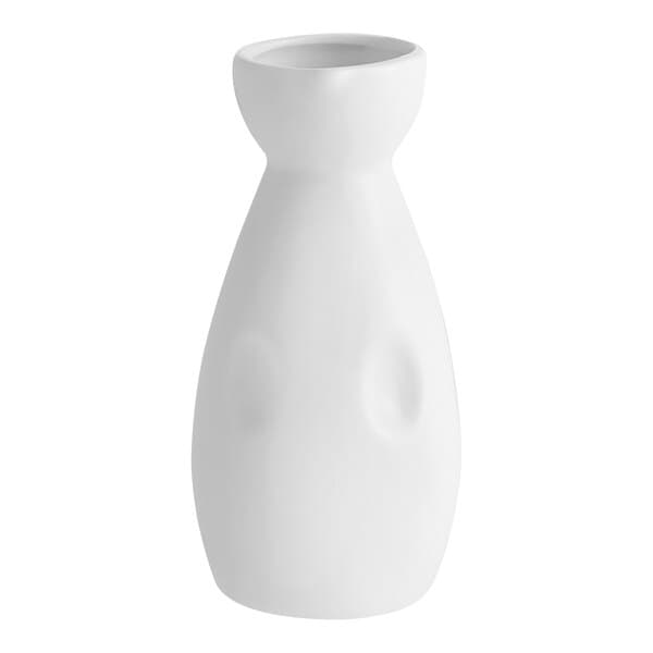 An Acopa bright white sake bottle with a white cap.