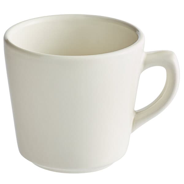 a white mug with a handle