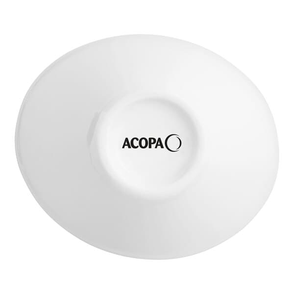 A white oval Acopa porcelain bowl.