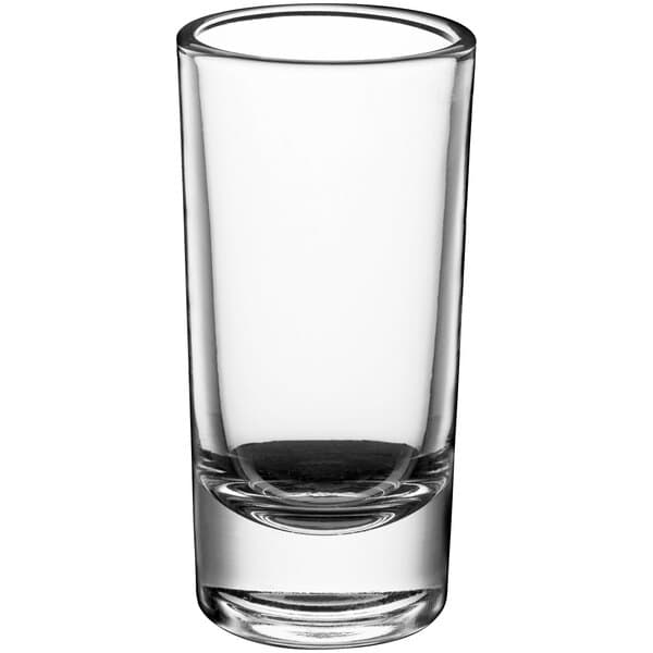 a clear glass with a black bottom