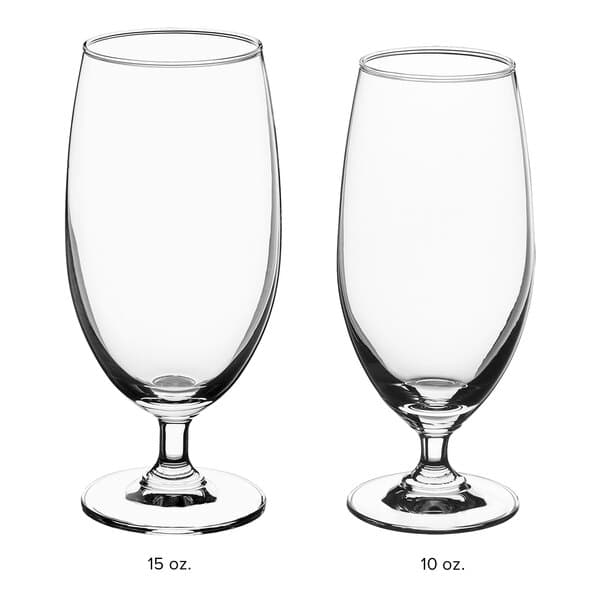 An Acopa stemmed iced tea glass with a white background.