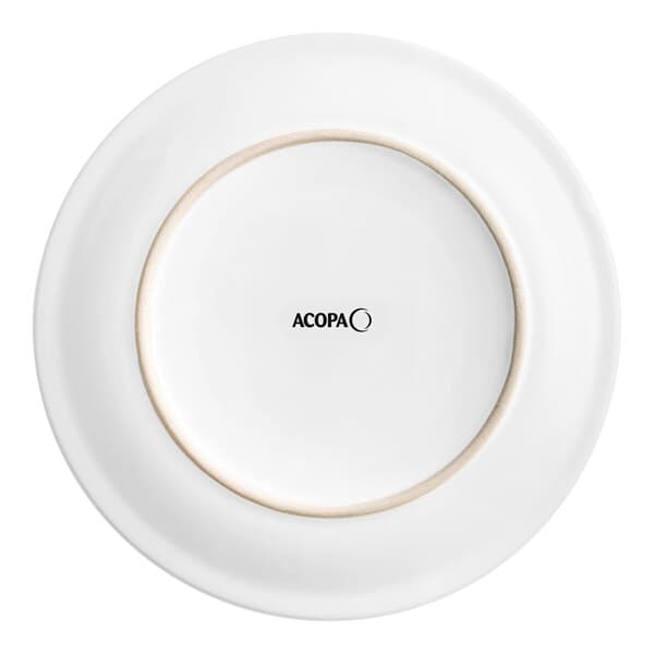 An Acopa bright white stoneware plate with a narrow rim.