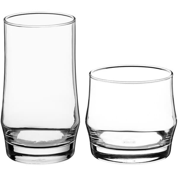 Two Acopa Saloon Rocks glasses on a white background.