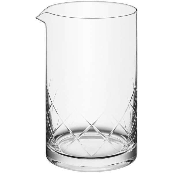 a clear glass with a diamond pattern