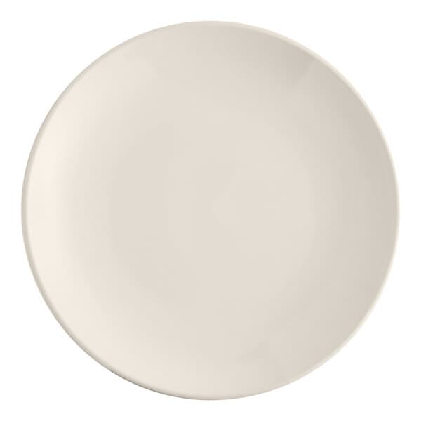 An Acopa ivory stoneware plate with a plain edge on a white background.