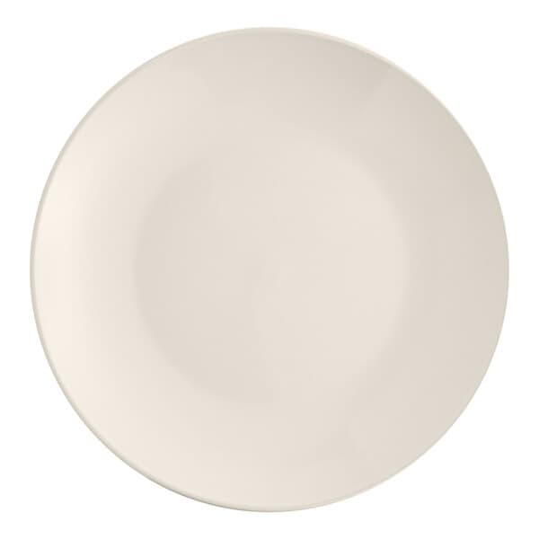 An Acopa ivory stoneware plate with a circular edge on a white background.