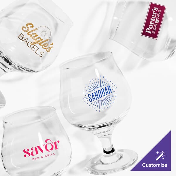 A close up of a customizable Acopa Belgian beer glass.