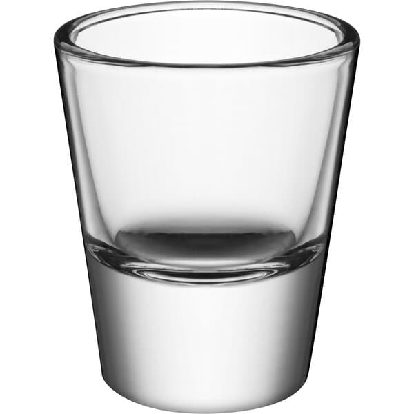 A clear Acopa shot glass.