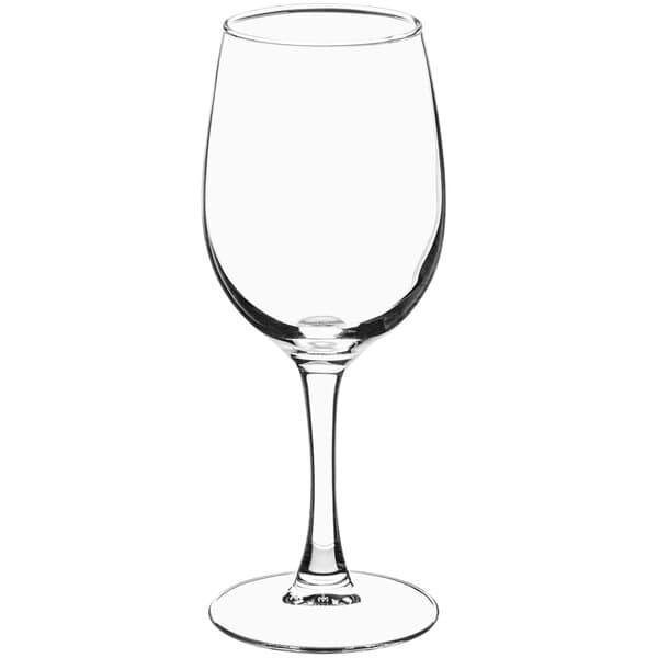 An Acopa Select Flora wine glass with a stem on a white background.