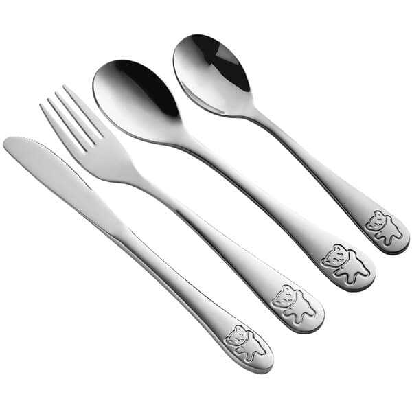 Acopa 18/0 stainless steel flatware set for children with spoon and fork.