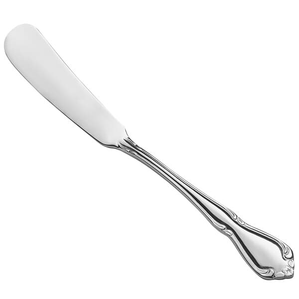 An Acopa Blair stainless steel butter knife with a handle.