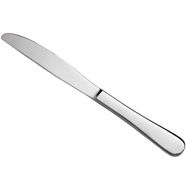 An Acopa Vernon stainless steel table knife with a silver handle.