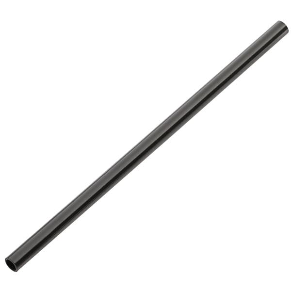 An Acopa black stainless steel reusable straw in a black tube.