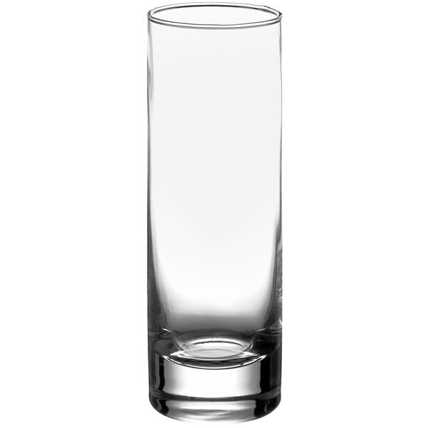 An Acopa Straight Up Collins Glass filled with a clear liquid.