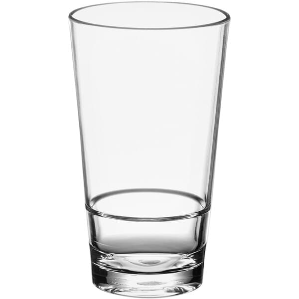 An Acopa Endure clear plastic glass with a white background.