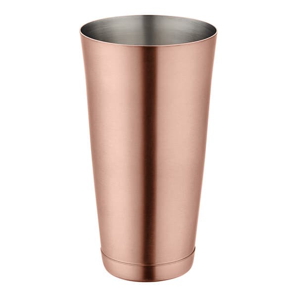 An Acopa copper cocktail shaker tin with a metal surface and stainless steel lid.