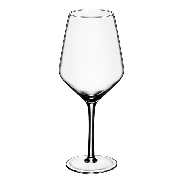 An Acopa Silhouette wine glass with a stem and clear finish.