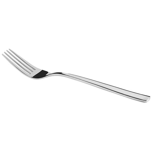 An Acopa stainless steel dinner fork with a silver handle and black tip.