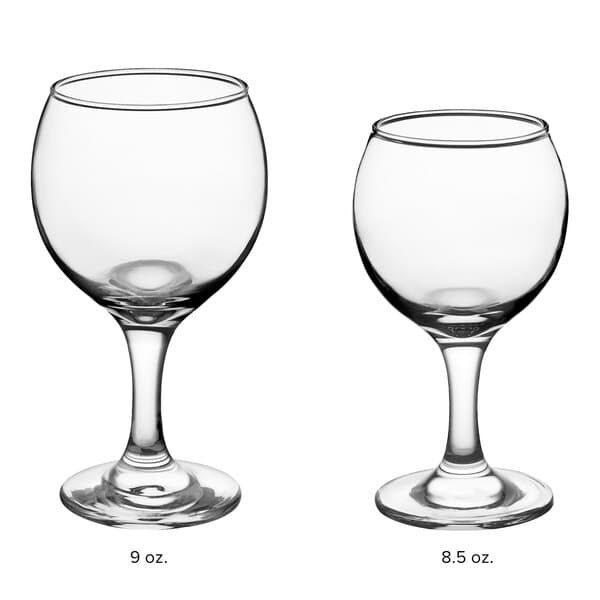Two Acopa All-Purpose Wine Glasses with different sizes and measurements.
