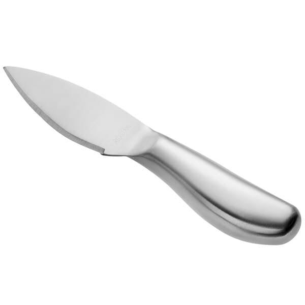 An Acopa stainless steel cheese spade with a long silver handle.