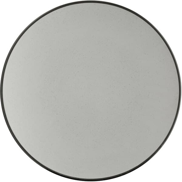 A white Acopa Apollo melamine plate with a black border.