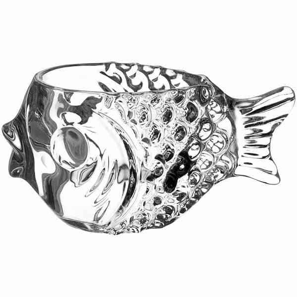 An Acopa fish shaped glass bowl.