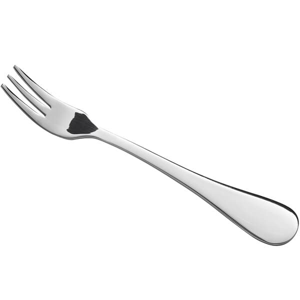 An Acopa Vittoria stainless steel cocktail/oyster fork with a silver handle.