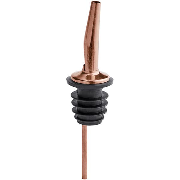 An Acopa copper and black liquor pourer with a metal cap.