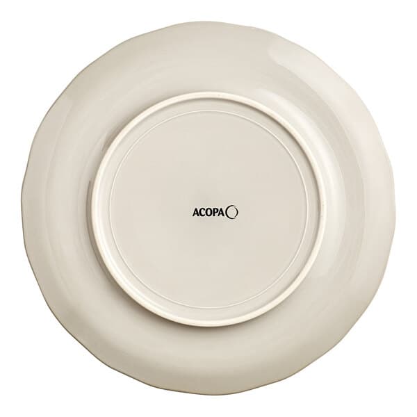 A white plate with black text on it.