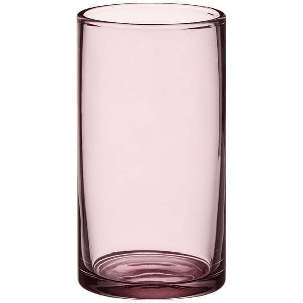 An Acopa Mauve beverage glass with a clear rim.