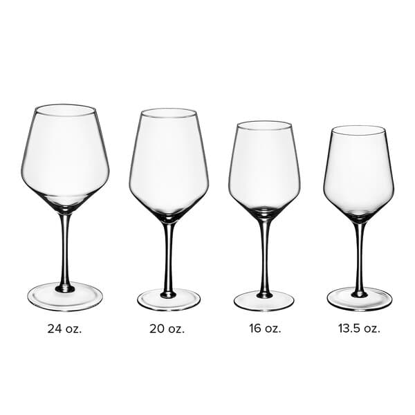 Acopa Silhouette wine glasses on a white background.