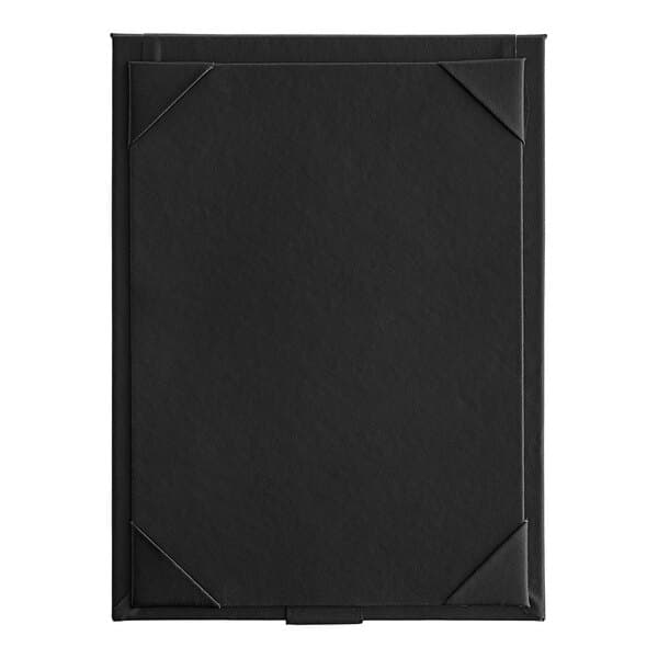An Acopa Prime black rectangular table tent with corner corners.