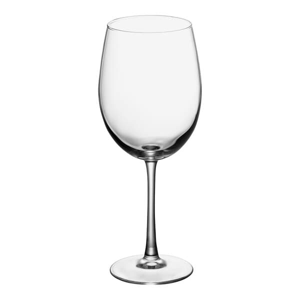 An Acopa Select clear wine glass with a stem.
