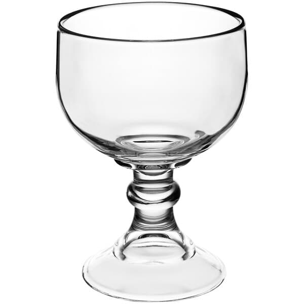 An Acopa schooner glass with a stem and foot.