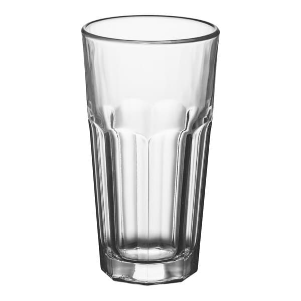 An Acopa Memphis clear glass tumbler.