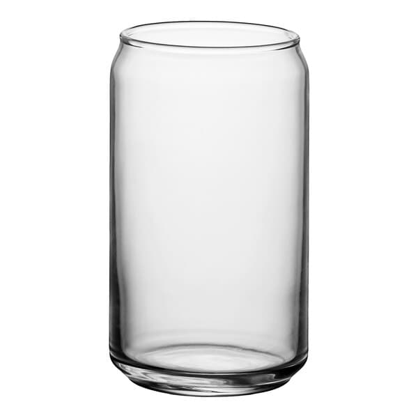 An Acopa Select clear glass can with a white background.