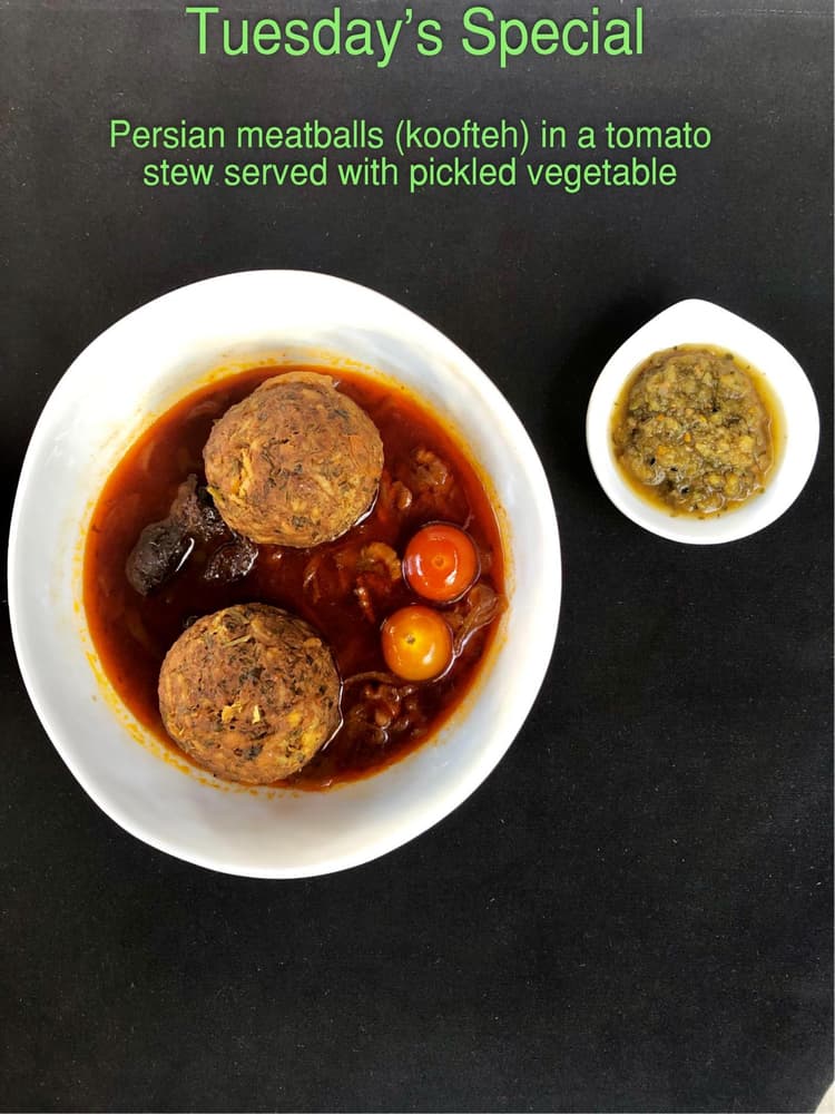 Daily Especial koofteh persian meat ball