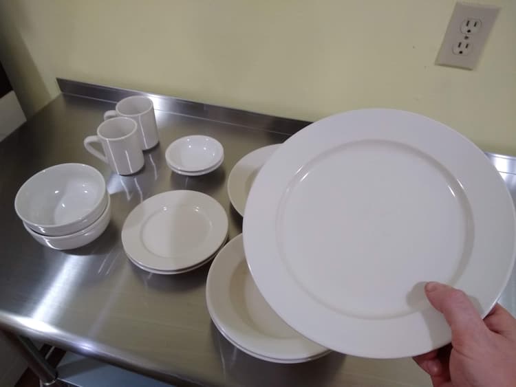 this is a durable off white dinner plate