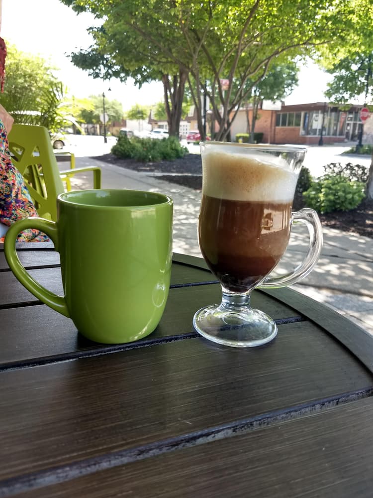 Glass coffee mug with stem