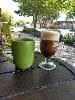 Glass coffee mug with stem