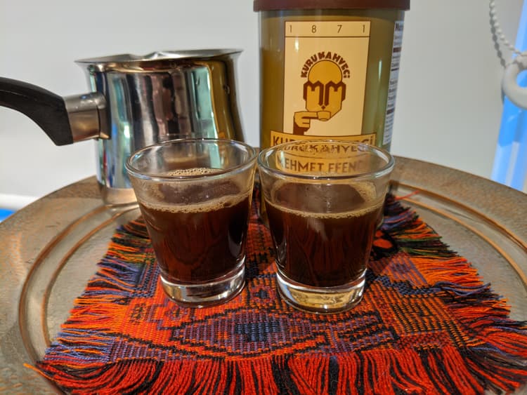 Really great presentation glass for beverage use, Turkish Coffee, deserts, etc. Nice solid base, great look. Shown with 24 oz. Turkish Coffee decanter