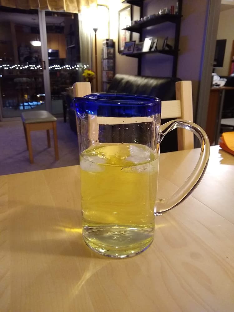 Acopa Tropic Glass Pitcher with Blue Rim