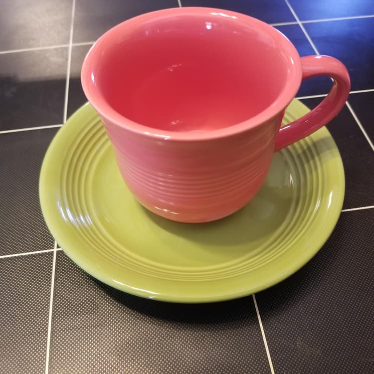 Coral Reef Cup on Bamboo Green Saucer