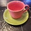Coral Reef Cup on Bamboo Green Saucer