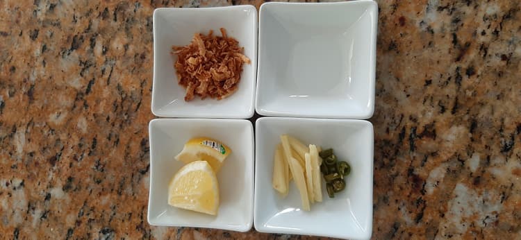 Great small bowls for serving garnishes.
