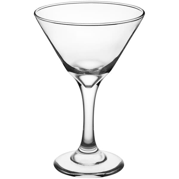 An Acopa martini glass with a clear stem.