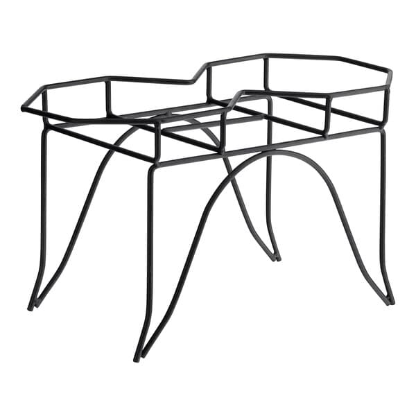 A black metal stand with legs for an Acopa Double 1 Gallon Glass Beverage Dispenser.